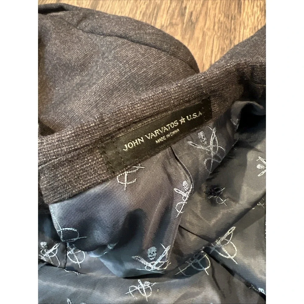 John Varvatos Sport Coat Blazer Jacket Signature Skull Size 36R  Plaid